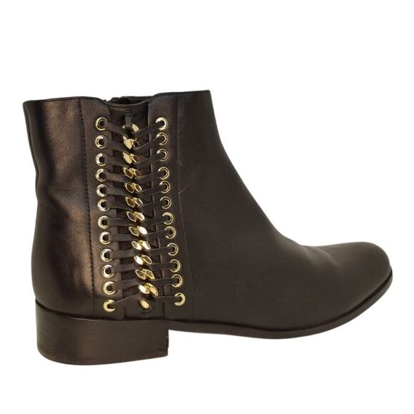 Vanell Rhena Designer Womens Pre-owned Black Leather Ankle Boots w/Zipper-sz. 9N - Picture 2 of 7